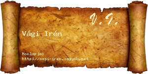 Vági Irén névjegykártya